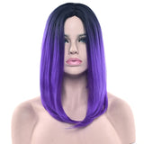 Soowee 11 Colors Black To Pink Ombre Hair Straight Bob Wigs Synthetic Hair Short Party Hair Cosplay Wig for Women
