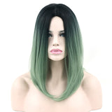 Soowee 11 Colors Black To Pink Ombre Hair Straight Bob Wigs Synthetic Hair Short Party Hair Cosplay Wig for Women