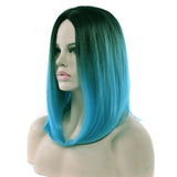 Soowee 11 Colors Black To Pink Ombre Hair Straight Bob Wigs Synthetic Hair Short Party Hair Cosplay Wig for Women