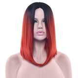 Soowee 11 Colors Black To Pink Ombre Hair Straight Bob Wigs Synthetic Hair Short Party Hair Cosplay Wig for Women