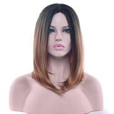 Soowee 11 Colors Black To Pink Ombre Hair Straight Bob Wigs Synthetic Hair Short Party Hair Cosplay Wig for Women