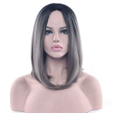 Soowee 11 Colors Black To Pink Ombre Hair Straight Bob Wigs Synthetic Hair Short Party Hair Cosplay Wig for Women
