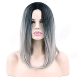 Soowee 11 Colors Black To Pink Ombre Hair Straight Bob Wigs Synthetic Hair Short Party Hair Cosplay Wig for Women
