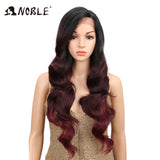 NOBLE Ombre Wig Body Wave 1.5*13.5 inches Side Lace Front 150 Density 28" 2 Colors Heat Resistant Synthetic Wigs For Black Women