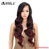 NOBLE Ombre Wig Body Wave 1.5*13.5 inches Side Lace Front 150 Density 28" 2 Colors Heat Resistant Synthetic Wigs For Black Women