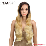 NOBLE Ombre Wig Body Wave 1.5*13.5 inches Side Lace Front 150 Density 28" 2 Colors Heat Resistant Synthetic Wigs For Black Women