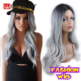 Wignee Hand Made Front Ombre Color Long Blonde Synthetic Wigs For Black/White Women High Temperature Glueless Cosplay Hair Wigs
